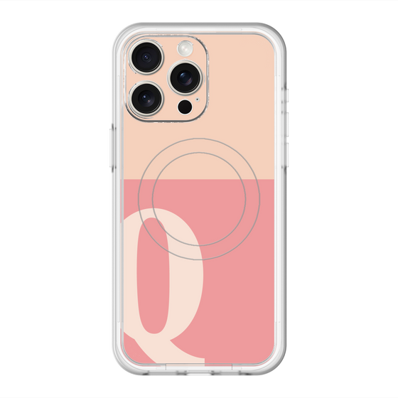 スリムプロテクションプレミアムケース with MagSafe［ オリジナル - initial two tone - Q pink ］