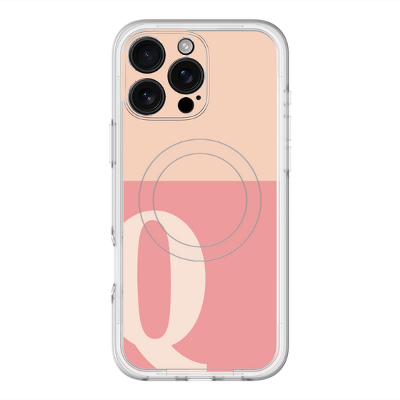 スリムプロテクションプレミアムケース with MagSafe［ オリジナル - initial two tone - Q pink ］