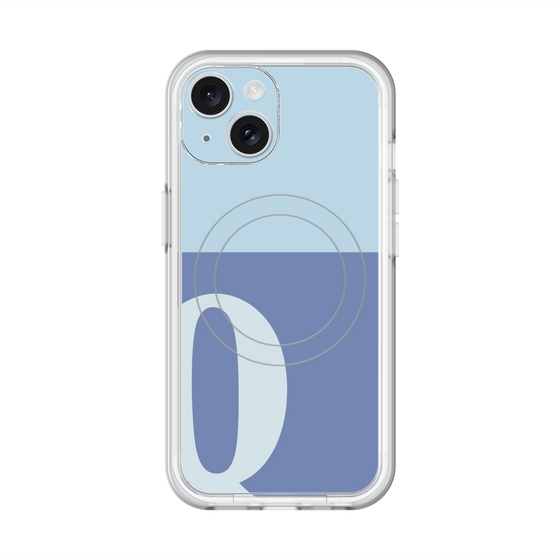 スリムプロテクションプレミアムケース with MagSafe［ オリジナル - initial two tone - Q blue ］