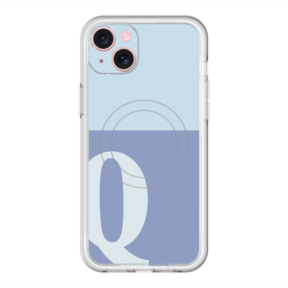 スリムプロテクションプレミアムケース with MagSafe［ オリジナル - initial two tone - Q blue ］