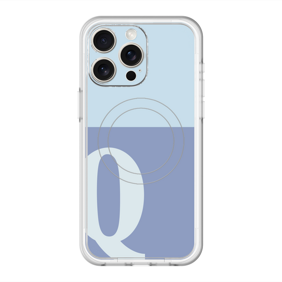 スリムプロテクションプレミアムケース with MagSafe［ オリジナル - initial two tone - Q blue ］
