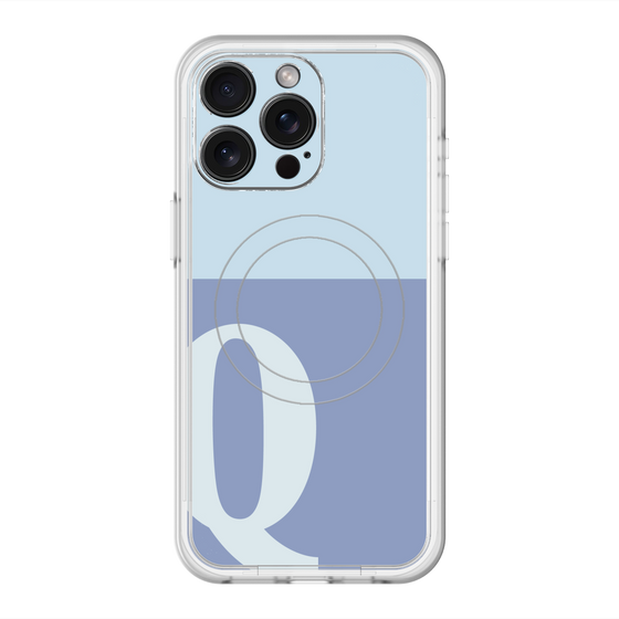 スリムプロテクションプレミアムケース with MagSafe［ オリジナル - initial two tone - Q blue ］