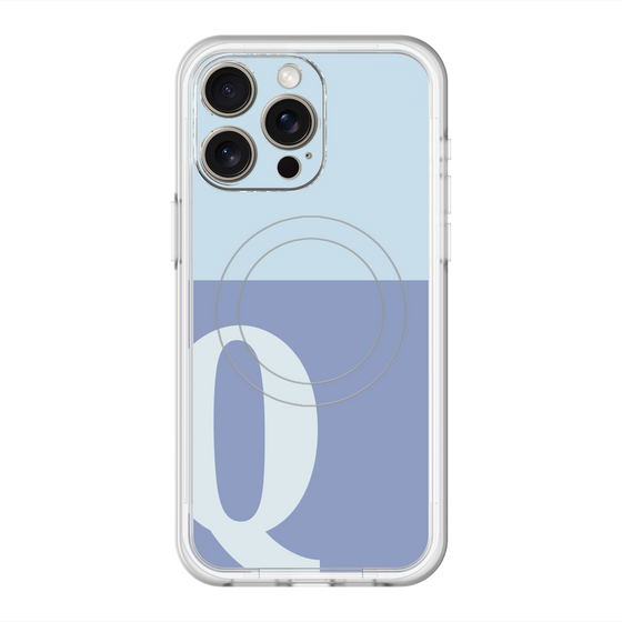 スリムプロテクションプレミアムケース with MagSafe［ オリジナル - initial two tone - Q blue ］
