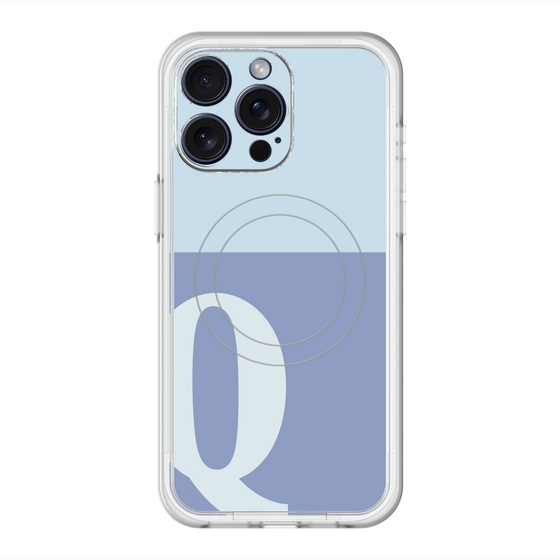 スリムプロテクションプレミアムケース with MagSafe［ オリジナル - initial two tone - Q blue ］