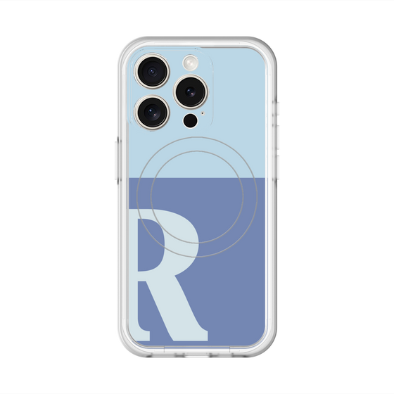 スリムプロテクションプレミアムケース with MagSafe［ オリジナル - initial two tone - R blue ］