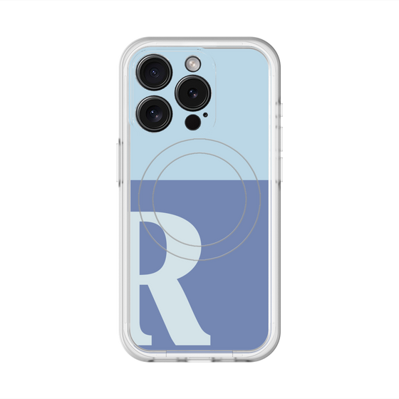 スリムプロテクションプレミアムケース with MagSafe［ オリジナル - initial two tone - R blue ］