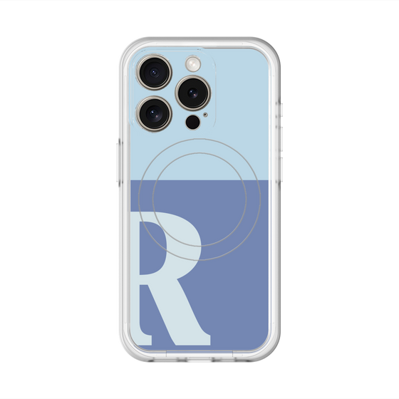 スリムプロテクションプレミアムケース with MagSafe［ オリジナル - initial two tone - R blue ］