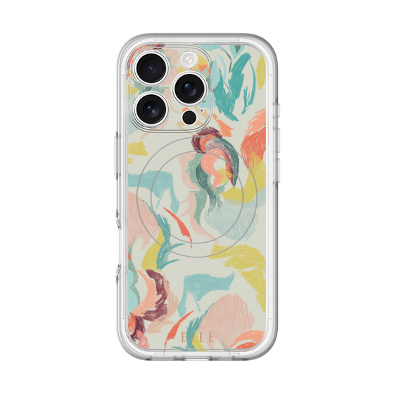 スリムプロテクションプレミアムケース with MagSafe［ ELLE - フラワーペイント ］