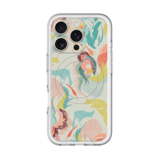 スリムプロテクションプレミアムケース with MagSafe［ ELLE - フラワーペイント ］