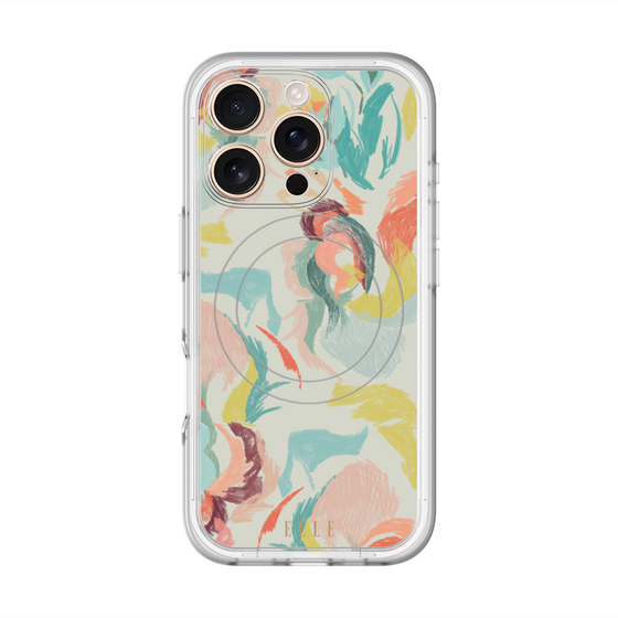 スリムプロテクションプレミアムケース with MagSafe［ ELLE - フラワーペイント ］