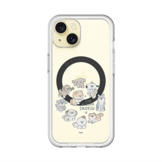 スリムプロテクションプレミアムケース with MagSafe［ こんにちは、いぬです - みんなそろって - クリア ］