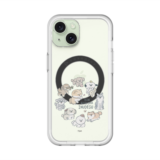 スリムプロテクションプレミアムケース with MagSafe［ こんにちは、いぬです - みんなそろって - クリア ］
