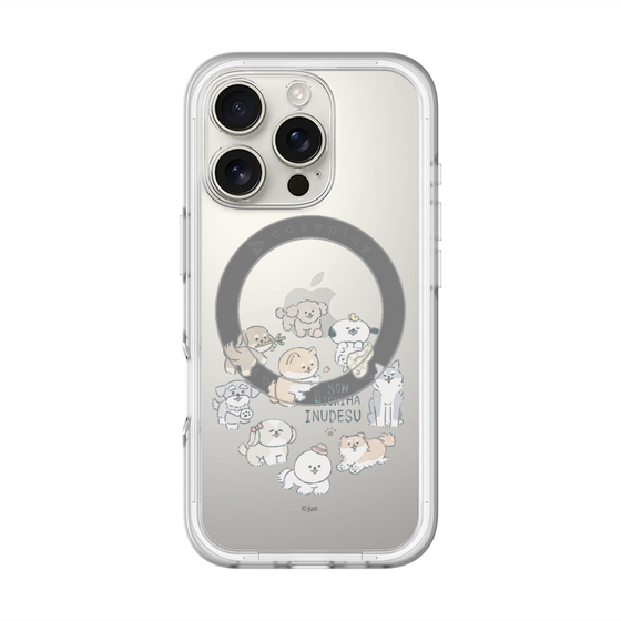 スリムプロテクションプレミアムケース with MagSafe［ こんにちは、いぬです - みんなそろって - クリア ］