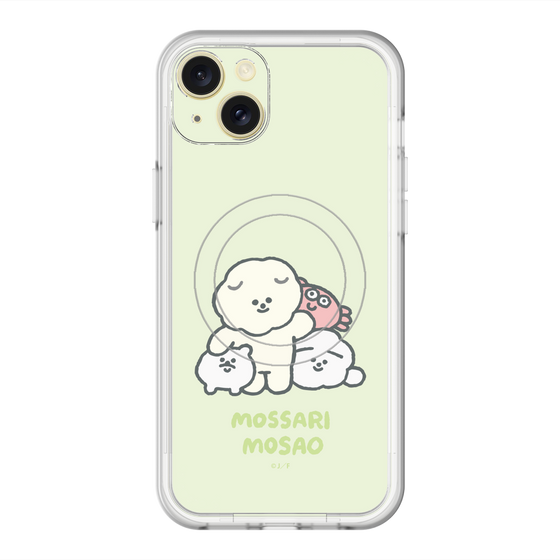 スリムプロテクションプレミアムケース with MagSafe［ もっさりもさお - みんないっしょ - グリーン ］