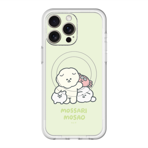 スリムプロテクションプレミアムケース with MagSafe［ もっさりもさお - みんないっしょ - グリーン ］