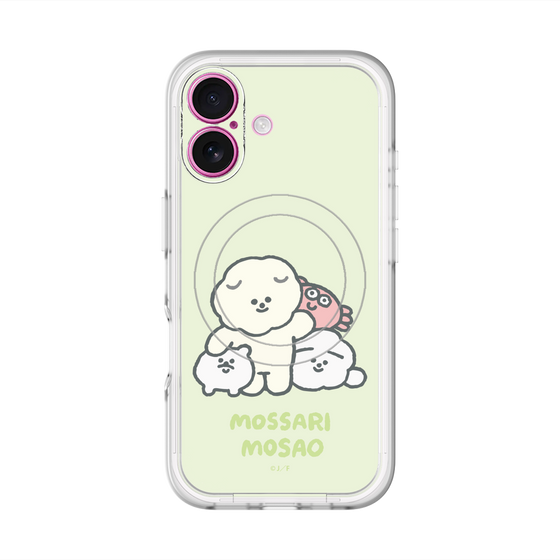 スリムプロテクションプレミアムケース with MagSafe［ もっさりもさお - みんないっしょ - グリーン ］