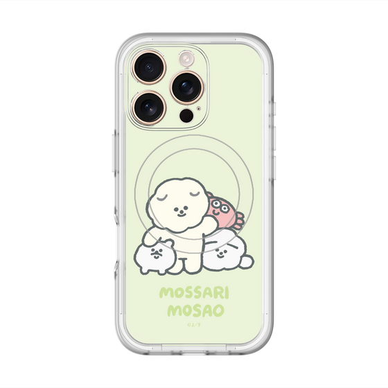 スリムプロテクションプレミアムケース with MagSafe［ もっさりもさお - みんないっしょ - グリーン ］
