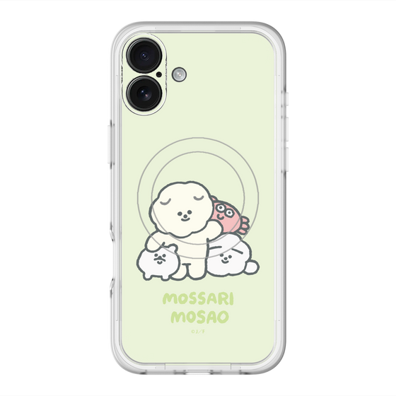 スリムプロテクションプレミアムケース with MagSafe［ もっさりもさお - みんないっしょ - グリーン ］