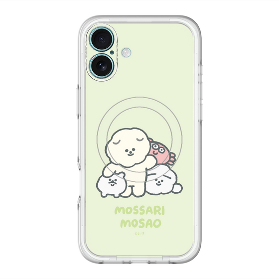 スリムプロテクションプレミアムケース with MagSafe［ もっさりもさお - みんないっしょ - グリーン ］