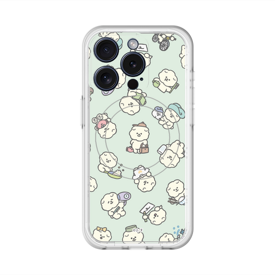 スリムプロテクションプレミアムケース with MagSafe［ もっさりもさお - もさおがいっぱい - グリーン ］