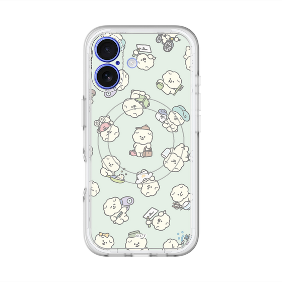 スリムプロテクションプレミアムケース with MagSafe［ もっさりもさお - もさおがいっぱい - グリーン ］
