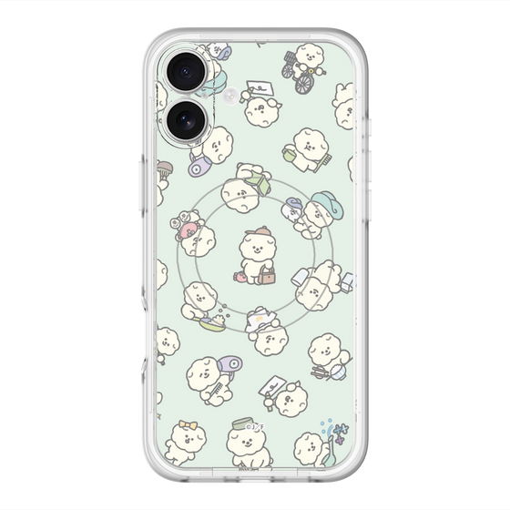スリムプロテクションプレミアムケース with MagSafe［ もっさりもさお - もさおがいっぱい - グリーン ］