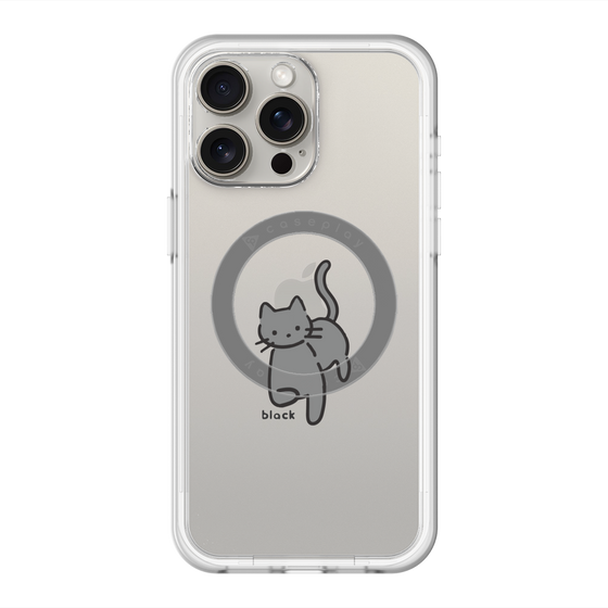 スリムプロテクションプレミアムケース with MagSafe［ オリジナル - CASEPLAYネコ - black ］