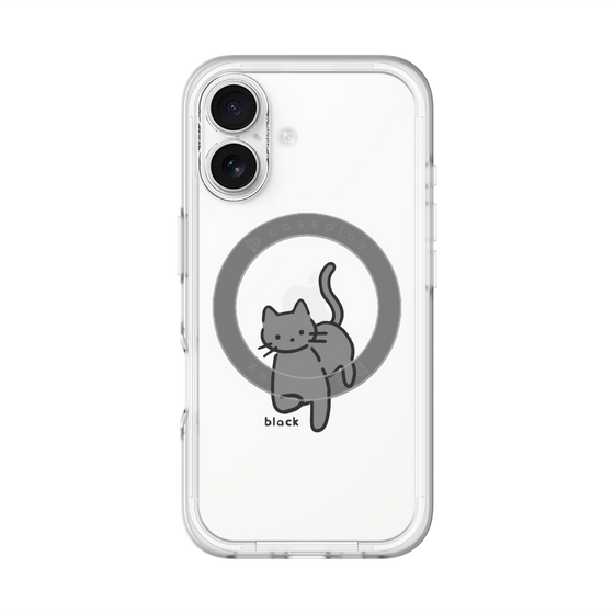スリムプロテクションプレミアムケース with MagSafe［ オリジナル - CASEPLAYネコ - black ］