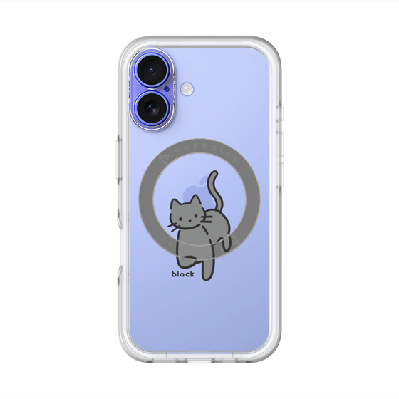 スリムプロテクションプレミアムケース with MagSafe［ オリジナル - CASEPLAYネコ - black ］