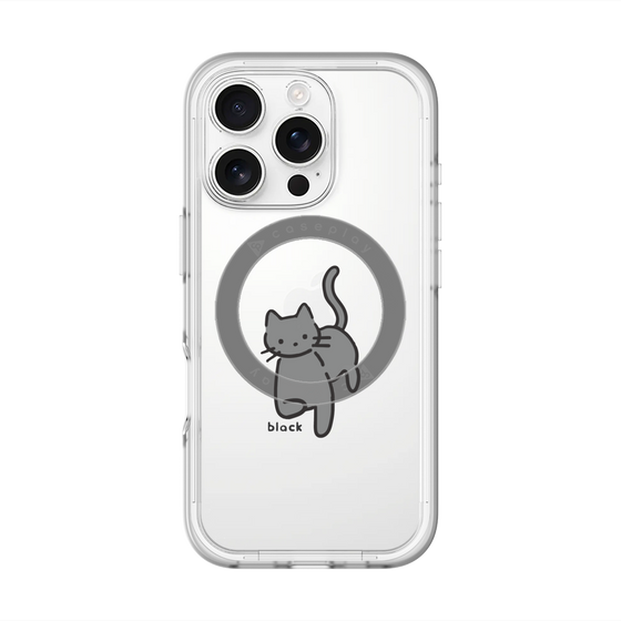 スリムプロテクションプレミアムケース with MagSafe［ オリジナル - CASEPLAYネコ - black ］