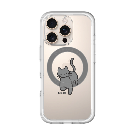 スリムプロテクションプレミアムケース with MagSafe［ オリジナル - CASEPLAYネコ - black ］