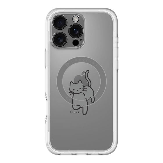 スリムプロテクションプレミアムケース with MagSafe［ オリジナル - CASEPLAYネコ - black ］