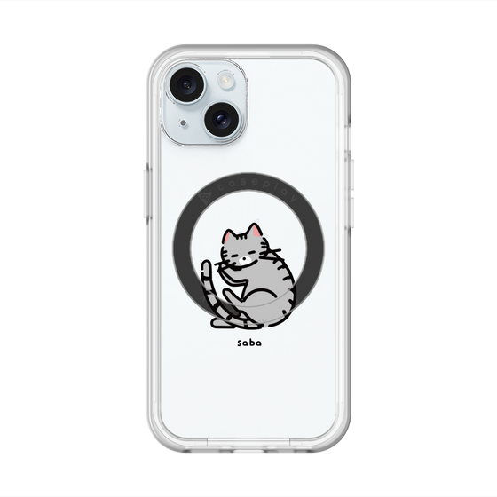スリムプロテクションプレミアムケース with MagSafe［ オリジナル - CASEPLAYネコ - saba ］