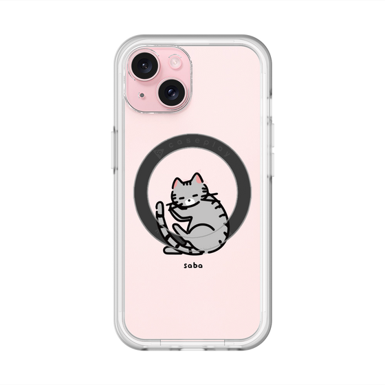 スリムプロテクションプレミアムケース with MagSafe［ オリジナル - CASEPLAYネコ - saba ］