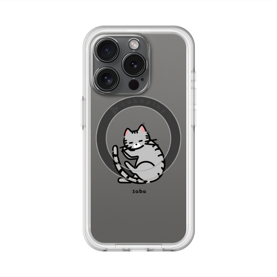 スリムプロテクションプレミアムケース with MagSafe［ オリジナル - CASEPLAYネコ - saba ］