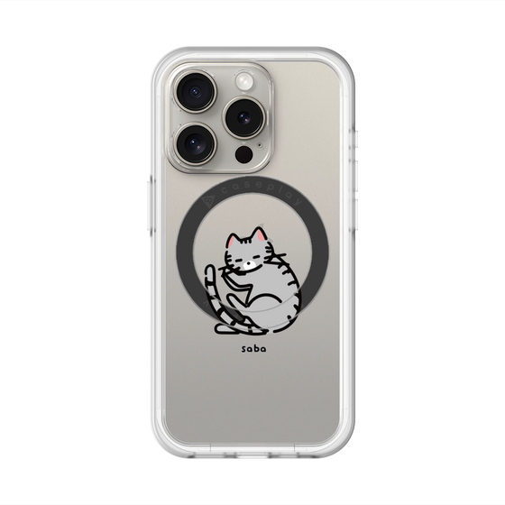 スリムプロテクションプレミアムケース with MagSafe［ オリジナル - CASEPLAYネコ - saba ］