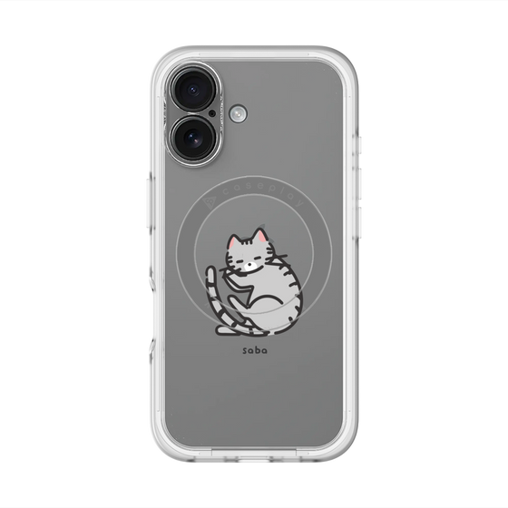 スリムプロテクションプレミアムケース with MagSafe［ オリジナル - CASEPLAYネコ - saba ］