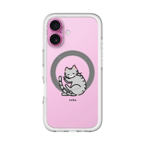 スリムプロテクションプレミアムケース with MagSafe［ オリジナル - CASEPLAYネコ - saba ］