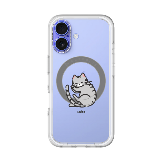 スリムプロテクションプレミアムケース with MagSafe［ オリジナル - CASEPLAYネコ - saba ］