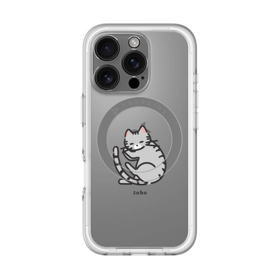 スリムプロテクションプレミアムケース with MagSafe［ オリジナル - CASEPLAYネコ - saba ］