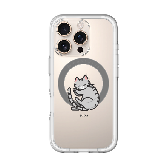 スリムプロテクションプレミアムケース with MagSafe［ オリジナル - CASEPLAYネコ - saba ］