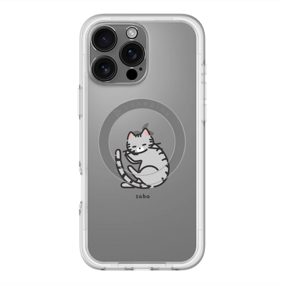 スリムプロテクションプレミアムケース with MagSafe［ オリジナル - CASEPLAYネコ - saba ］