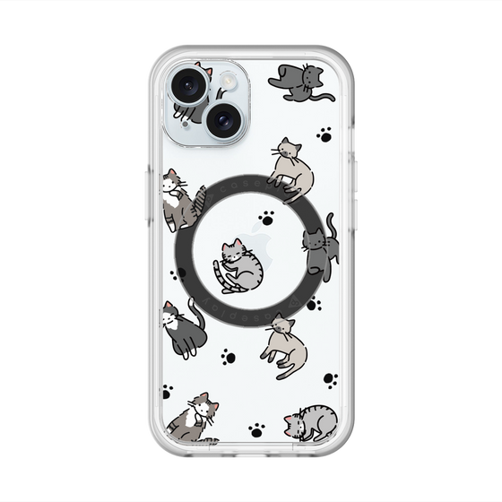 スリムプロテクションプレミアムケース with MagSafe［ オリジナル - CASEPLAYネコ総柄 - color ］