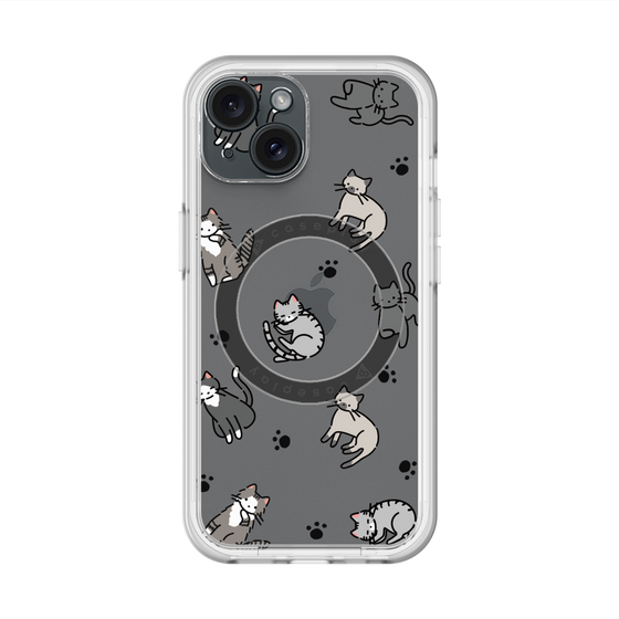 スリムプロテクションプレミアムケース with MagSafe［ オリジナル - CASEPLAYネコ総柄 - color ］