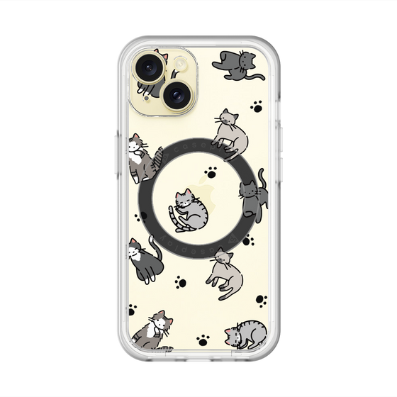 スリムプロテクションプレミアムケース with MagSafe［ オリジナル - CASEPLAYネコ総柄 - color ］