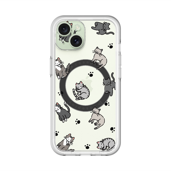 スリムプロテクションプレミアムケース with MagSafe［ オリジナル - CASEPLAYネコ総柄 - color ］