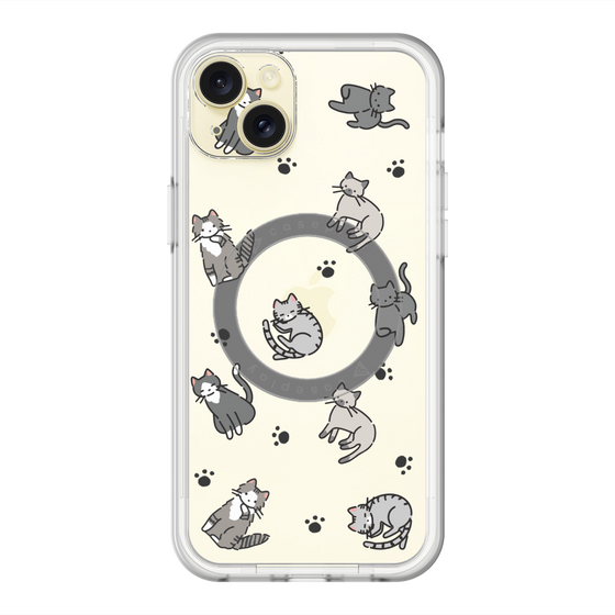 スリムプロテクションプレミアムケース with MagSafe［ オリジナル - CASEPLAYネコ総柄 - color ］