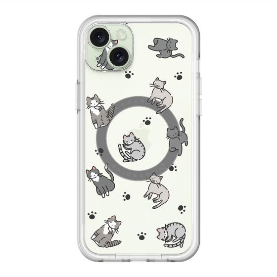 スリムプロテクションプレミアムケース with MagSafe［ オリジナル - CASEPLAYネコ総柄 - color ］