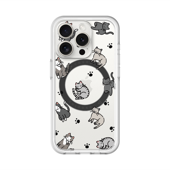 スリムプロテクションプレミアムケース with MagSafe［ オリジナル - CASEPLAYネコ総柄 - color ］