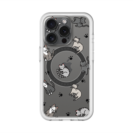 スリムプロテクションプレミアムケース with MagSafe［ オリジナル - CASEPLAYネコ総柄 - color ］